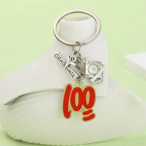 Llavero de Aleación Temática de Graduación Birrete Diploma Libro Papelería Encanto Anillo de Llave para Estudiantes Regalo de Recuerdo
