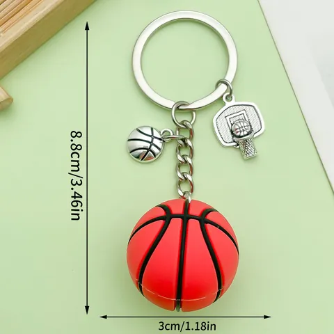Creative Simulation Sports Ball Keychain PVC Alloy Basketball Soccer Tennis Volleyball Rugby Bag Pendant Ornament Gift