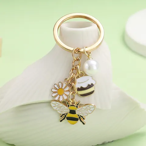 Porte-clés Mignon en Alliage Émail Abeille Marguerite Créatif Fleur Papillon Bijou de Sac pour Femme Cadeau Accessoires Décoration Fête des Mères