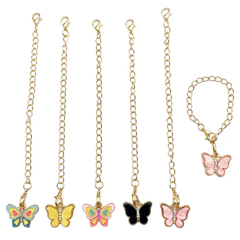 Cute Butterfly Drip Oil Keychain Golden Alloy Hanging Chain For Backpack Cup Charm Women Rhinestone Decoration Accessories Gift