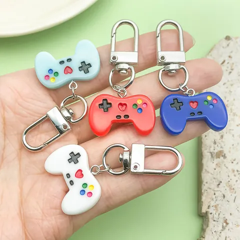 6Pcs Mini Video Game Controller Keychain Set Resin Gamepad Pendant For Backpack Car Keys Couples Gaming Gift Accessories