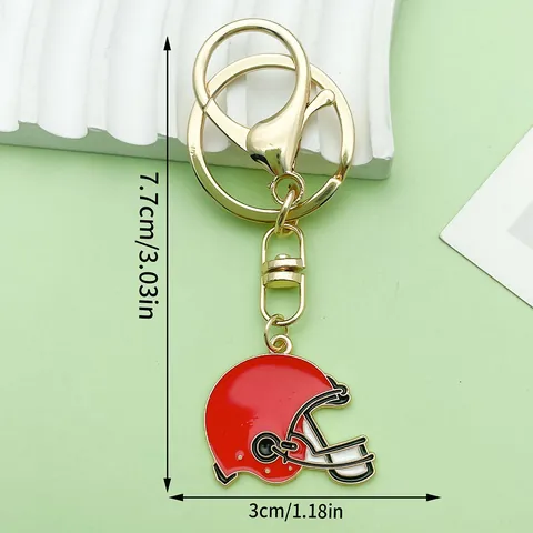 Cartoon Sports Keychain Alloy Enamel Rugby Baseball Football Pendant Key Ring For Backpack Handbag Decor Gift