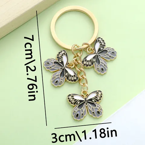Enamel Butterfly Keychain Pendant Women Handbag Charm Mother Day Gift Alloy Rhinestone Artificial Pearl Floral Heart Key Ring