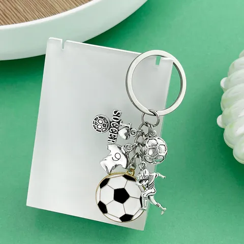 Llavero de Aleación de Serie Deportiva Fútbol Baloncesto Béisbol Fitness Dijes Anillo de Llave de Metal Regalo Personalizado de Deporte