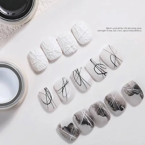 Japanese Spider Nail Gel High Elasticity Black White Painting Gel For French Line Art Nail Drawing DIY Manicure Tools For Women