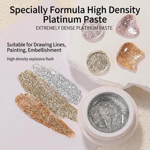 Japanese High Density Platinum Paste Nail Art Metallic Gel Polish Glitter Fine Flash For Drawing Painting Decoration