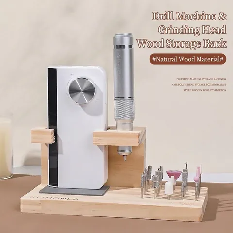 Natural Wooden Nail Drill Bit Holder Organizer Stand For Electric Nail Drill Machine Handpiece Storage Manicure Tools Display Rack