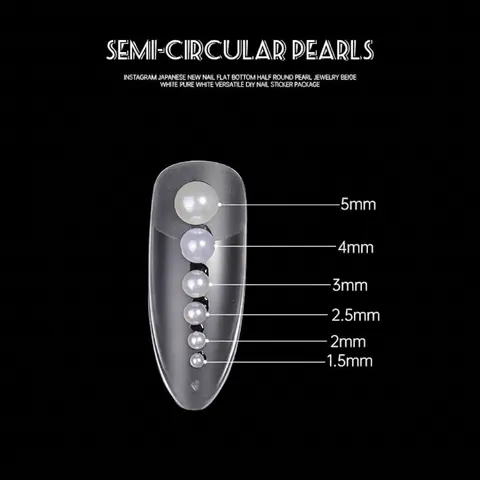 High Gloss Flatback Half Round Pearls Nail Art Decoration Artificial Pearl White Beige Beads For DIY Manicure Crafts