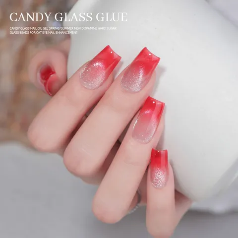 Candy Glass Gel Nail Polish Translucent Ice Amber Effect Cat Eye Magnetic UV LED Soak Off Nail Gel Polish for Women Spring Summer Dopamine Style