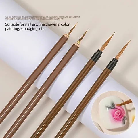 Pennello Professionale per Nail Art Liner in Pelo di Donnola Con Manico in Legno per Disegni di Dettaglio Strumento per Manicure
