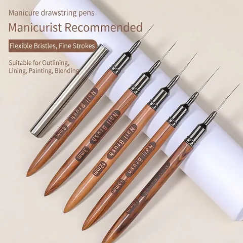 Professional Sandalwood Nail Art Liner Brush Ultra Fine Needle Tube Painting Pen For Precise Detailing Manicure Tool