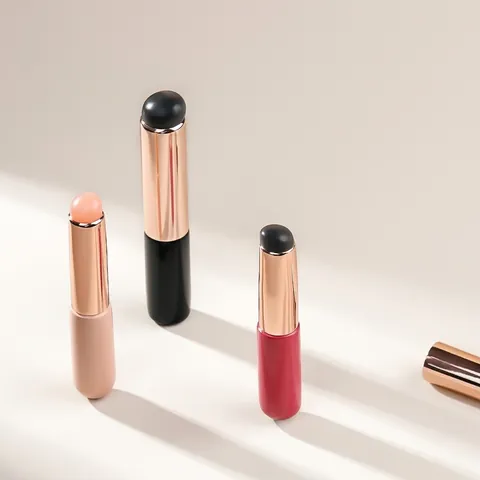 Portable Silicone Nail Smudging Brush Lip Brush Rose Gold Handle Multipurpose Gradient Blush Nail Art Tool With Dust Cover
