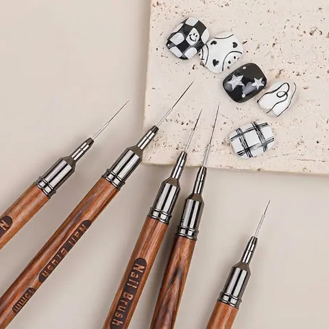 Professional Sandalwood Nail Art Liner Brush Ultra Fine Needle Tube Painting Pen For Precise Detailing Manicure Tool