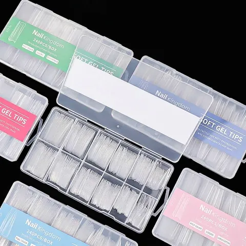 Extra Long Transparent Soft Gel Nail Tips Clear French Style Coffin Stiletto Square Pipe False Nails For Women DIY Salon Manicure