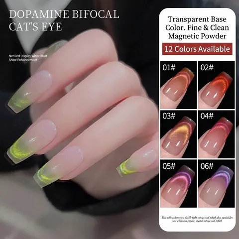 Dopamine Double Light Cat Eye Nail Polish Gel Super Shining Candy Colors Soak Off UV LED Gel Professional Nail Art Women