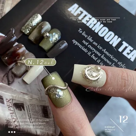 Maillard Style Cat Eye Gel Nail Polish Amber Crystal Magnetic Soak Off UV LED Manicure French Vintage Gel Varnish
