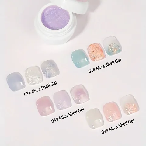 Japanese Mica Shell Nail Gel Polish Summer Ice Translucent Glitter UV Gel Sparkle Sequins Manicure Salon Professional Decorative Nail Art