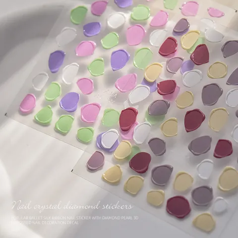 3D Embossed Faux Wax Seal Nail Stickers Vintage Macaron Jelly Color Letter Floral DIY Nail Art Decals For Manicure Decoration