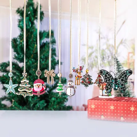 Weihnachten Kristall Sonnenfänger Legierung Strass Weihnachtsmann Rentier Schneemann Hängende Anhänger Für Garten Baum Deko