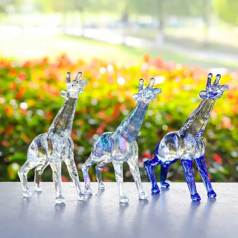 Luxus Bergkristall Giraffe Figur Irisierende Tierstatue Glas Ornament Für Wohnzimmer Büro Schreibtisch Auto Innenraum Deko Geschenk