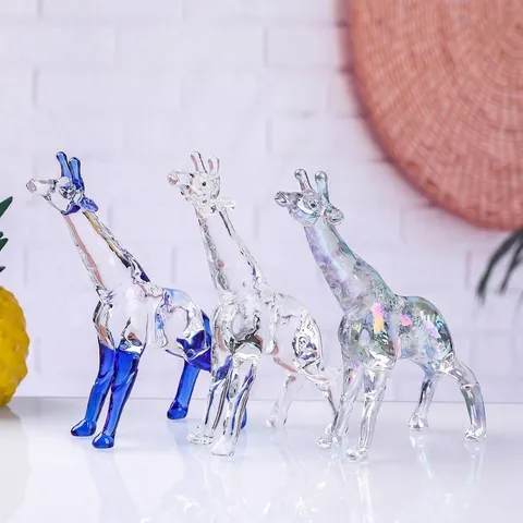 Luxus Bergkristall Giraffe Figur Irisierende Tierstatue Glas Ornament Für Wohnzimmer Büro Schreibtisch Auto Innenraum Deko Geschenk