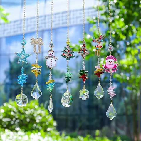 Weihnachten Kristall Sonnenfänger Windspiel Bergkristall Legierung Strass Hängende Dekoration Für Garten Terrasse Zuhause Deko Elch Schneemann Weihnachtsmann Dekoration