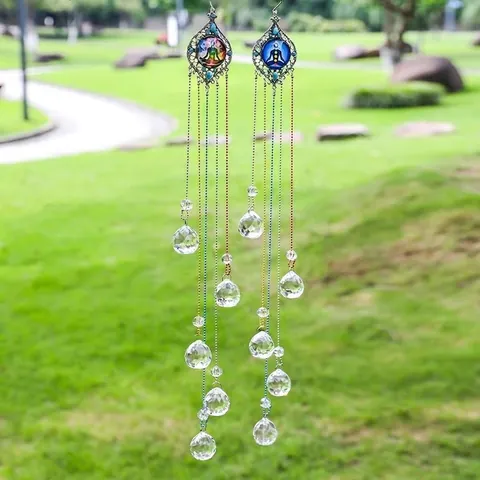 Crystal Suncatcher Wind Chime Artificial Crystal Prism Ball Colorful Bead Chain Chakra Mandala Hanging Decoration For Garden Patio Rainbow Maker Home Decor
