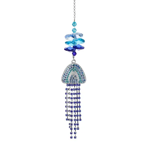 Kristall Qualle Seestern Muschel Windspiel Sonnenfänger Blau Strass Anhänger Hängende Haus Garten Dekoration