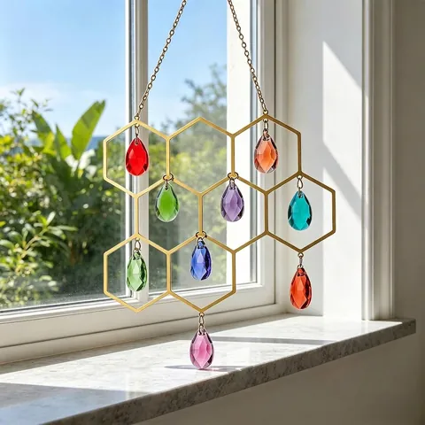 Atrapasol de Cristal Metal Oro Plata UFO Galaxia Prisma Adorno Colgante Para Ventana Jardín Decoración Del Hogar