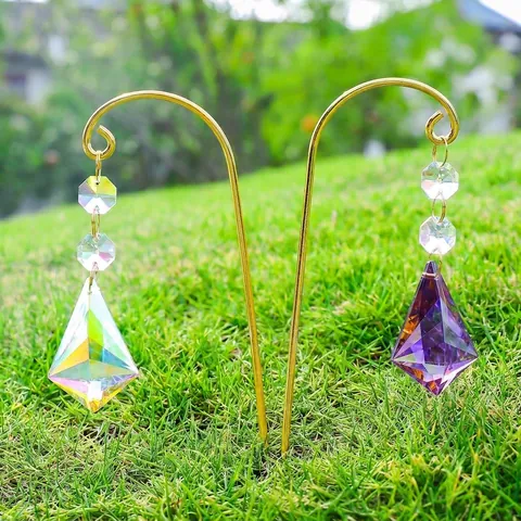 Crystal Suncatcher Hanging Ornament Rainbow AB Coating Crystal Ball Prisms Window Hanging Decoration Garden Stake Gift