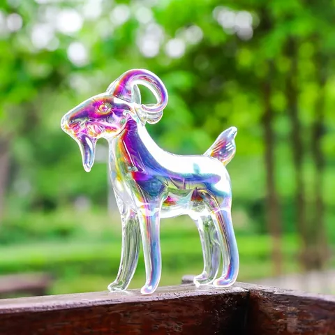 Statuetta Capra in Cristallo Scultura Animale Zodiaco Cinese Cristallo Bianco Decorazione da Scrivania Ufficio Soggiorno Casa