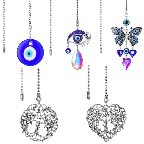 Crystal Evil Eye Tree Of Life Ceiling Fan Pull Chain Light Pendant Ornament For Home Living Room Lamp Accessories Pull String
