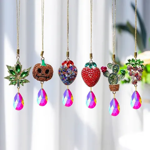 Metall Strass Kristall Hängende Dekoration Obst Tier Form Für Weihnachten Halloween Dekor Taschenanhänger Gartenanhänger