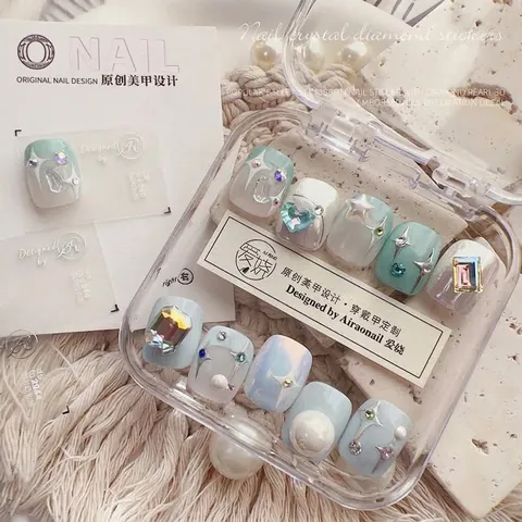 3D Embossed Nail Stickers French Star Heart Ribbon Design Rhinestone Artificial Pearl Minimalist Manicure Decor For Women