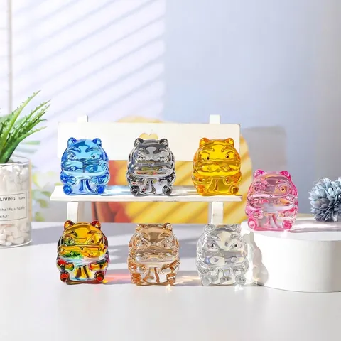 Cartoon Hippo Crystal Figurine Tabletop Ornament Colorful Glass Animal Statue For Home Living Room Decor Luxury Small Gift