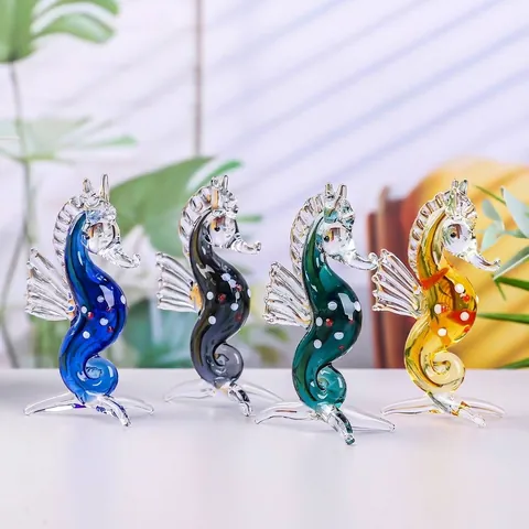 Crystal Seahorse Penguin Figurine Glass Animal Ornament Home Decor Accent Miniature Statue For Living Room Entrance Gift