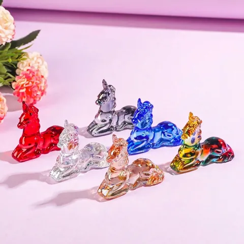 Crystal Unicorn Deer Figurine Ornament Light Luxury Animal Statue Desktop Decoration Sculpture For Home Office Art Craft