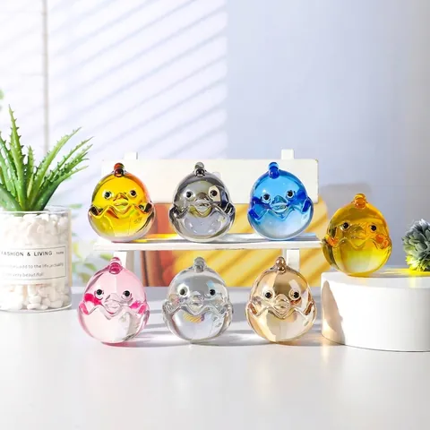 Leichter Luxus Farbglas Tier Schlüpfendes Küken Mini Figur Kristall Ornament Für Flur Halloween Home Dekor