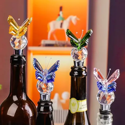 Crystal Butterfly Wine Bottle Stopper Crystal Ball Decorative Red Wine Plug Reusable Vacuum Sealer For Hotel Bar Home Decor Gift