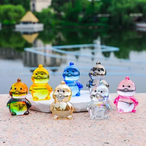 Leichter Luxus Farbglas Tier Schlüpfendes Küken Mini Figur Kristall Ornament Für Flur Halloween Home Dekor
