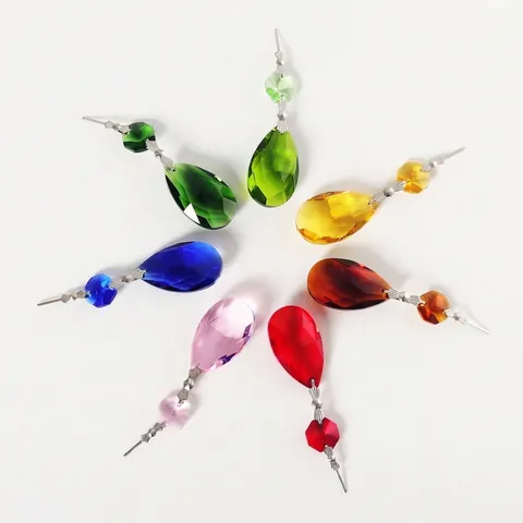 Multicolor Artificial Crystal Suncatcher Pendant Net Leaf Octagonal Bead DIY Lighting Accessory For Curtain Door Home Decor