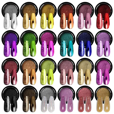 Solid Mirror Powder Metallic Nail Chrome Pigment Pressed Powder High Gloss Mirror Effect Nail Art Decoration For DIY Professional Maniküre