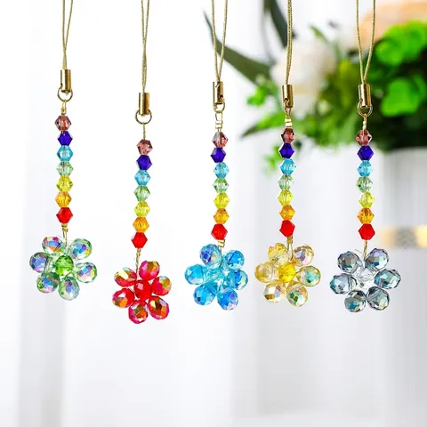 Atrapasol de Cristal Arcoíris Tulipán Búho Decoración Colgante Aleación Strass Adorno Espejo Coche Colgante Prisma Ventana
