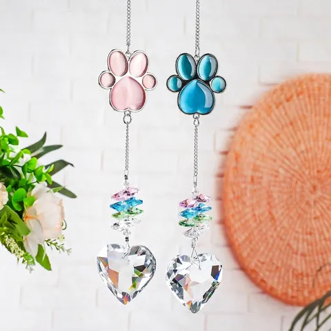 Κρυστάλλινο Suncatcher Wind Chime Με Κράμα Αποτύπωμα Πατούσας Στρας Διακοσμητικό Κρεμαστό για Κήπο Παράθυρο Διακόσμηση Δώρο