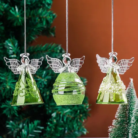 Crystal Glass Angel Christmas Tree Ornaments Hanging Angel Pendants For Outdoor Garden Patio Home Decor Angel Wind Chimes Glass Christmas Decoration