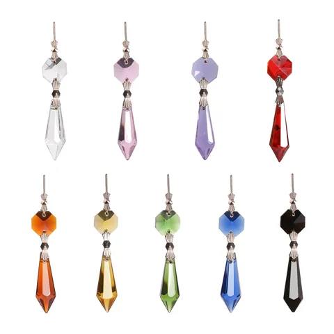 Artificial Crystal Octagonal Bead With Pointed Pendant Faceted Lighting Accessories DIY Curtain Decoration Hanging Pendants