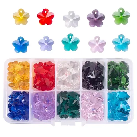 Facettierte Kristallperlen Zur Schmuckherstellung Pflaumenblüte Stern Kreuz Form DIY Armband Halskette Anhänger Gemischte Farben Zubehör