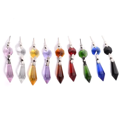 Artificial Crystal Octagonal Bead With Pointed Pendant Faceted Lighting Accessories DIY Curtain Decoration Hanging Pendants