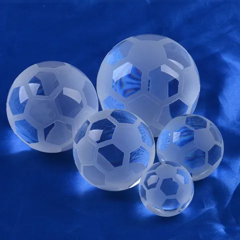 Sandgestrahlte K9 Weißkristallkugel Basketball Fußball Fußball Ornament Matt Kreative Tisch Dekoration Geschenk Für Sportliebhaber
