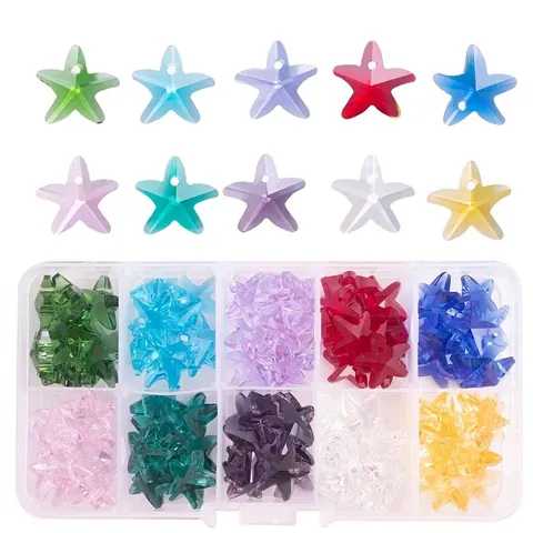 Facettierte Kristallperlen Zur Schmuckherstellung Pflaumenblüte Stern Kreuz Form DIY Armband Halskette Anhänger Gemischte Farben Zubehör